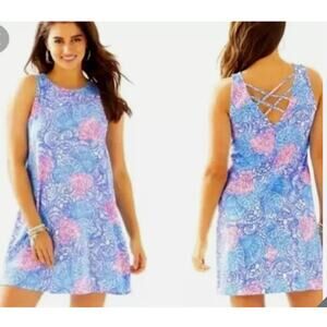 Lilly Pulitzer Dress Womens XS Elephant Print Swing Boho Coastal Beach Dress